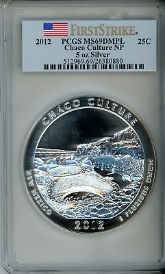 2012 CHACO CULTURE NP AMERICA BEAUTIFUL 5 OZ. SILVER PCGS MS69 DMPL First Strike • $585