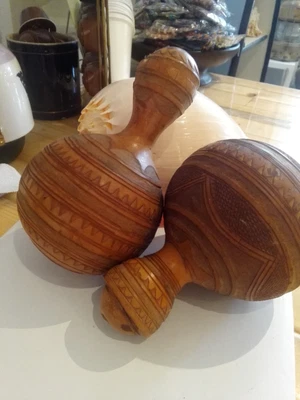 £19.99 • Buy 2x Vintage Ethnic African Decorated Dried Gourd  Bottle