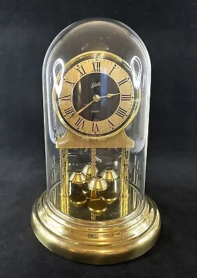 Antique 400 Day Anniversary Mantel Desk Table Clock Plastic Dome Brass W.Germany • £60