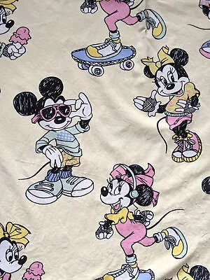 VTG 80s 90s Disney Mickey Minnie Mouse Duvet Cover Fabric Sheets Bedding Yellow • $49