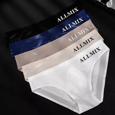 Mens Ice Silk Briefs Underwear Bulge Pouch Underpants Knickers Panties Low Waist • £4.22