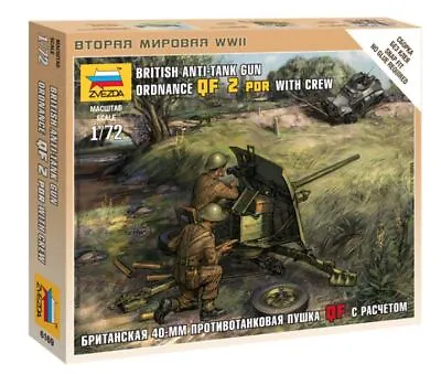 1:72 Zvezda British Qf 2 Prd Anti Tank Gun Kit Z6169 Action Figure • £4.17