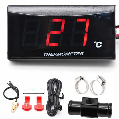 Red Digital Motorcycle Thermometer Water Temp Gauge Meter+22mm Sensor Head Plug  • $19.92