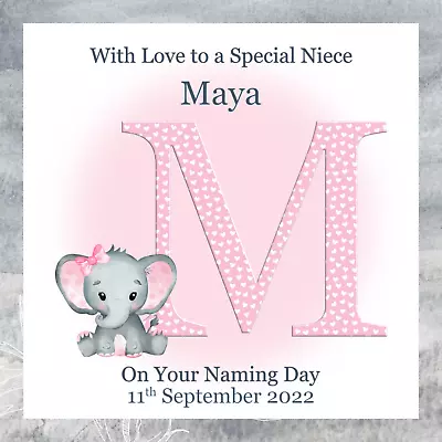 Personalised Initial Elephant Christening Baptism Naming Day Card Boy Or Girl • £3.05