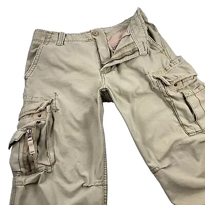 Aeropostale Paratrooper Cargo Utility Pants Mens Size 34 Baggy Military Beige • $39