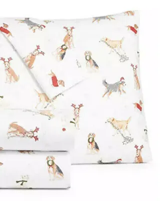 Martha Stewart Dog Flannel Sheet Set King Dachshund Golden Retriever Beagle 4pc • $75.98