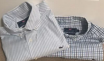 Vineyard Vines Mens Lot Of 2 Long Sleeve Button Up Whale Dress Shirts • Size L • $40