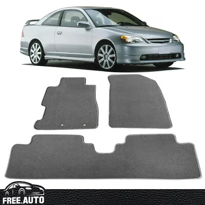 Fits 01-05 Honda Civic Floor Mats Carpet Front & Rear Gray Grey 3PCS Nylon • $43.99