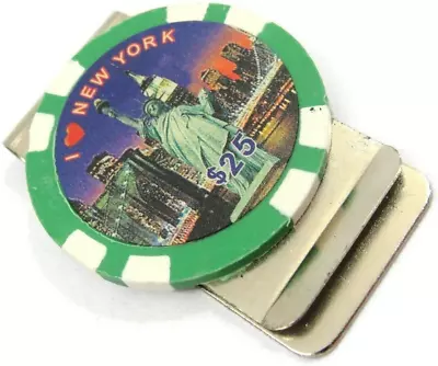 Vintage $25 Poker Chip Money Clip Men Wallet ID Credit Card Holder • $23.59