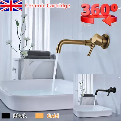 Brass Bathroom Wall Mounted Sink Faucet Concealed Lavatory Basin Mixer Taps • £39.99
