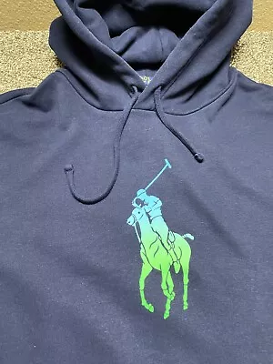 POLO Ralph Lauren Hoodie Big Pony Mens XXL Fleece Lined Kangaroo Pocket • $64