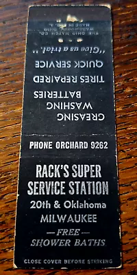 Vintage Matchbook: Rack's Super Service Station Milwaukee WI • $5.99