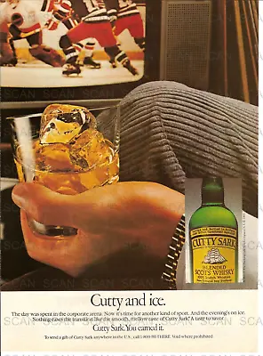 1986 Cutty Sark Scotch Vintage Magazine Ad - 'Cutty And Ice'   Ice Hockey • $7.99