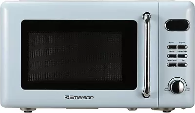 Emerson 0.7 Cu Ft 700 Watt Retro Digital Microwave Oven Thunderbird Blue Kitchen • $85.49