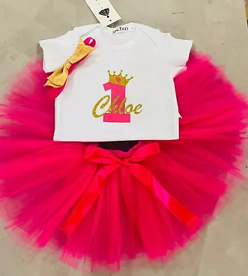 Personalized 1st Birthday Princess Outfit Tutu 3 Pcs Cakesmash Baby Girl • $43.95