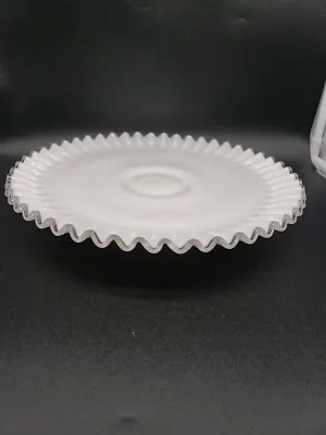 Fenton Silver Crest Milk Glass 12  Low Pedestal Stand Cake Plate Vintage • $39.99
