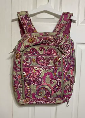 Vera Bradley Laptop Backpack Pink Tan Paisley Campus Tech Quilted Large • $18.99