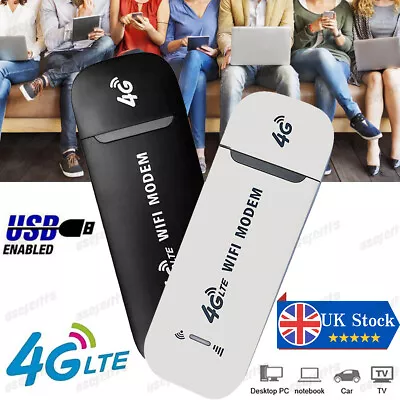 Unlocked 4G LTE WIFI Wireless USB Dongle Mobile Broadband 150Mbps Modem SIM Card • £9.33