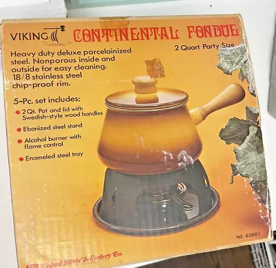 VIntage Fondue Pot Viking Mid Century Japan Stainless 2 QT New Old Stock Rare • $45