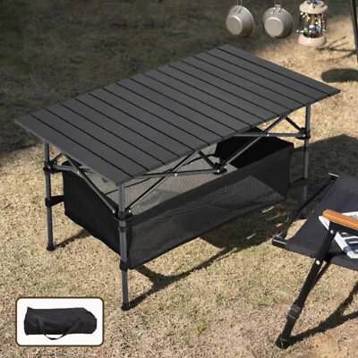 BBQ Folding Camping Table Outdoor Picnic Table Portable &Bottom Net Storage Bag • £40.95