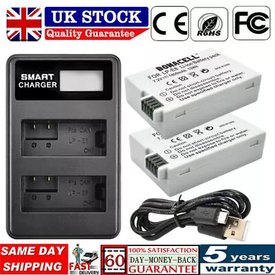 2X Camera Battery+ LCD DUAL Charger For Canon LP-E8 EOS 550D 600D 700D T3i X4 FB • £18.49