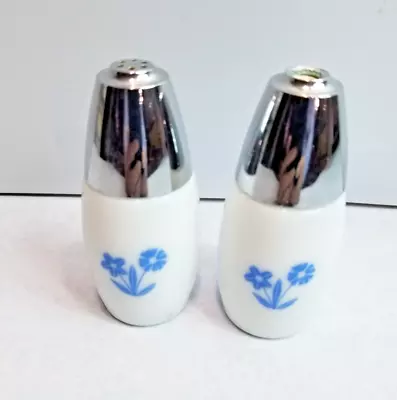 Vintage Gemco Blue Cornflower Salt Pepper Shakers Milk Glass • $21.99