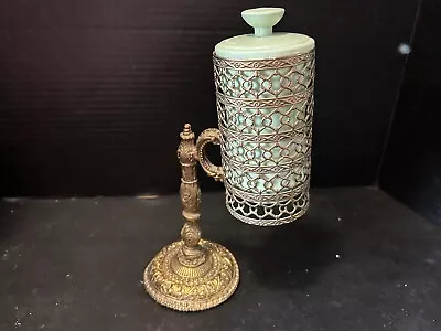 Vintage Gold Filigree Ormolu Dixie Cup Holder MCM Hollywood Regency • $25.99