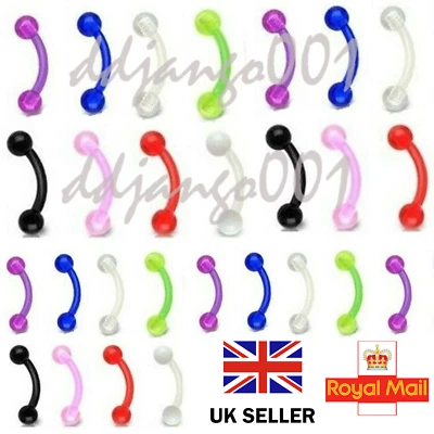 £1.49 • Buy Plastic Barbell Nipple Bar Tongue Bars Bar Belly Bar Tragus Eyebrow Piercing UK