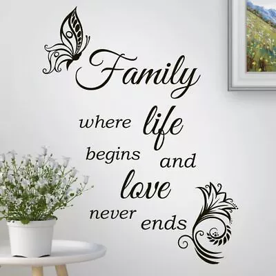 Family Quote Wall Sticker Art Stickers Quotes Vinyl Bedroom Living Room Decal • £11.99