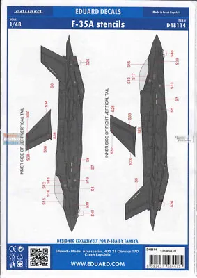 EDUD48114 1:48 Eduard Decals - F-35A Lightning II Stencils (TAM Kit) • $14.89