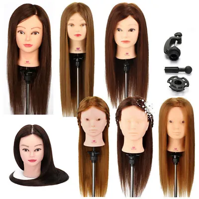 £5.99 • Buy 30%-100% Real Hair Training Head Hairdressing Styling Mannequin Doll & Clamp UK