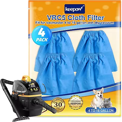 KEEPOW VRC5 Cloth Filter Bags For Vacmaster 4 To 16 Gallon Wet/Dry Vacuums • $17.25