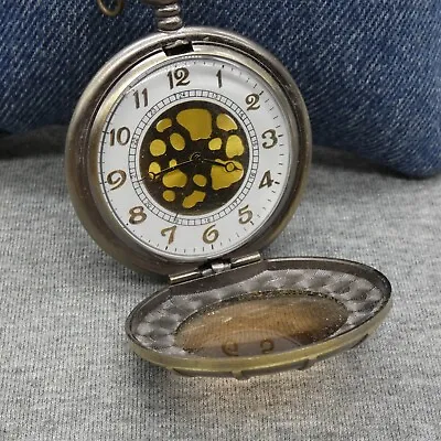 Classic Pocket Watch Quartz Bronze Tone Case 40 Mm White Dial NOT RUNNING • $3.99