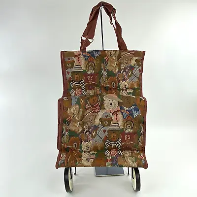 Pioneer Express Shopping Tote With Wheels Teddy Bears Tapestry Double Handles • $50.66