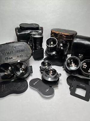 Lot Of 5 Mamiya Seikosha-S TLR Lenses: 65mm 105mm 135mm 180mm 250mm W/ Cases • $199.99