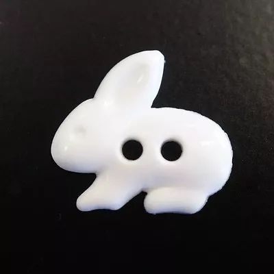 4 X 18mm Tiny White Hare Rabbit Nylon Plastic 2 Hole Buttons • £3.10