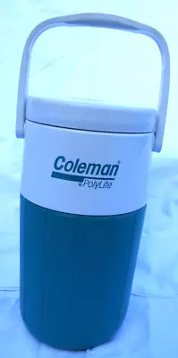 Vtg Coleman Polylite Green 5590 2 Liter Water Jug Cooler Thermos Green White • $9