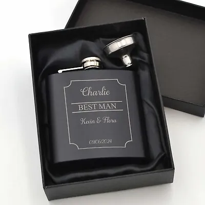 £10.15 • Buy Personalised Best Man Hip Flask Engraved Gift 6oz Flask Groomsman Wedding Gifts