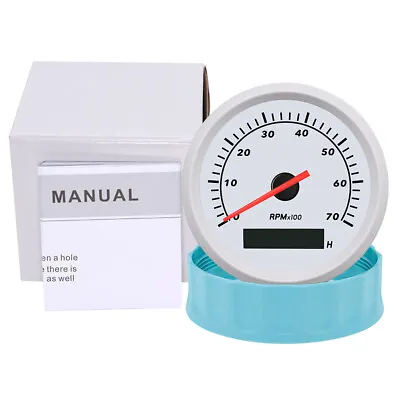 85mm Car Boat White Tachometer 0-7000 RPM Tacho Gauge LCD Hourmeter Universal • $31.40