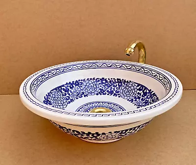 Moroccan Washbasin Sink Basin Hand Painted Sink - Flower Ceramic Bathroom Vessel • $390