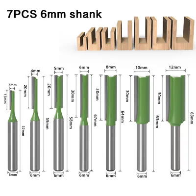 £2.75 • Buy 7pcs Router Bit Template Cutter 1/4  Shank Straight Woodwork Wood Flush Trim Set