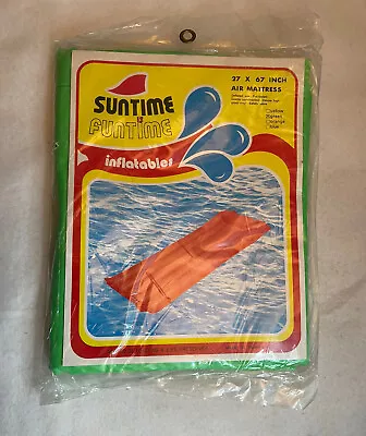 Vintage Inflatable Yellow  Air Mattress Pool Floaty NoS 27x67 Green • $19.99