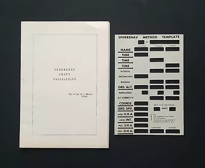 Vintage Navy Spherenav Craft Positioning BOOKLET INSERT & TEMPLATE By Lt Menge • $14.95