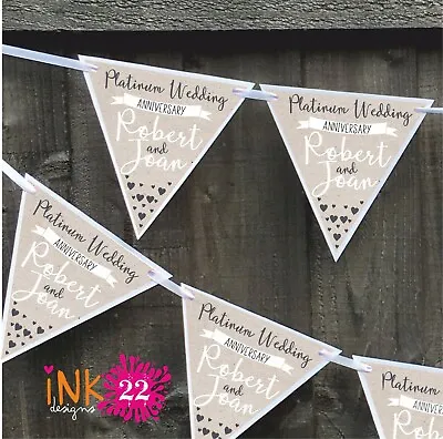 £4.97 • Buy Personalised Platinum 70th Wedding Anniversary Party Decoration Banner Bunting