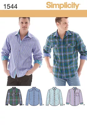 Simplicity 1544 Men's Sz 34-52 Button Down Shirt Yoke Western Pockets Pattern • $12.49