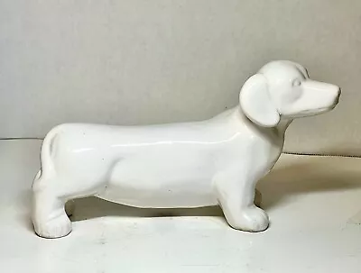 Vintage Estate Dachshund Figurine White Ceramic 9.5” • $18