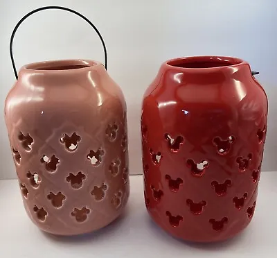 Disney Mickey & Minnie Mouse Ceramic Pink/Red Glazed Garden Lanterns 7  Read • $34.98