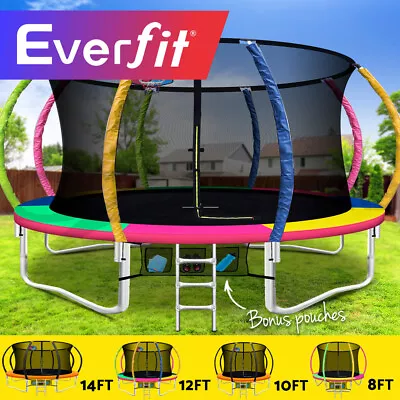 Everfit 8/10/12/14FT Trampoline Round Trampolines Basketball Set Safety Net Pad • $429.95