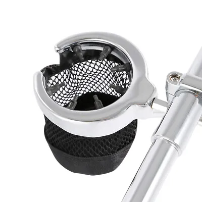 Motorcycle Handlebar Cup Holder Chrome Metal Drink Basket Fit For Harley Yamaha • $26.99