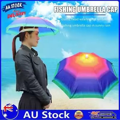 AU Fishing Umbrella Hat Foldable Outdoor Sun Shade Waterproof Cap (Multi) • $8.38